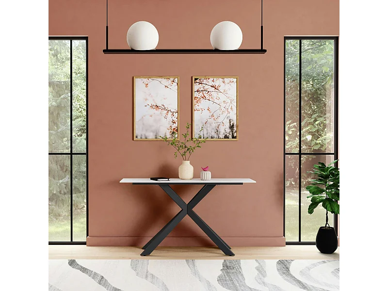 Console design en céramique blanche marbrée OTTAWA