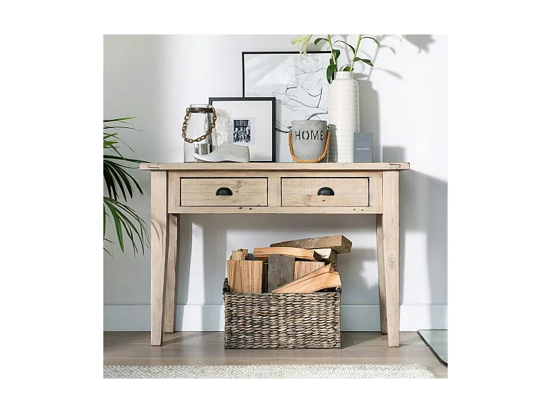 Console 2 tiroirs bois recyclé clair SALERNE