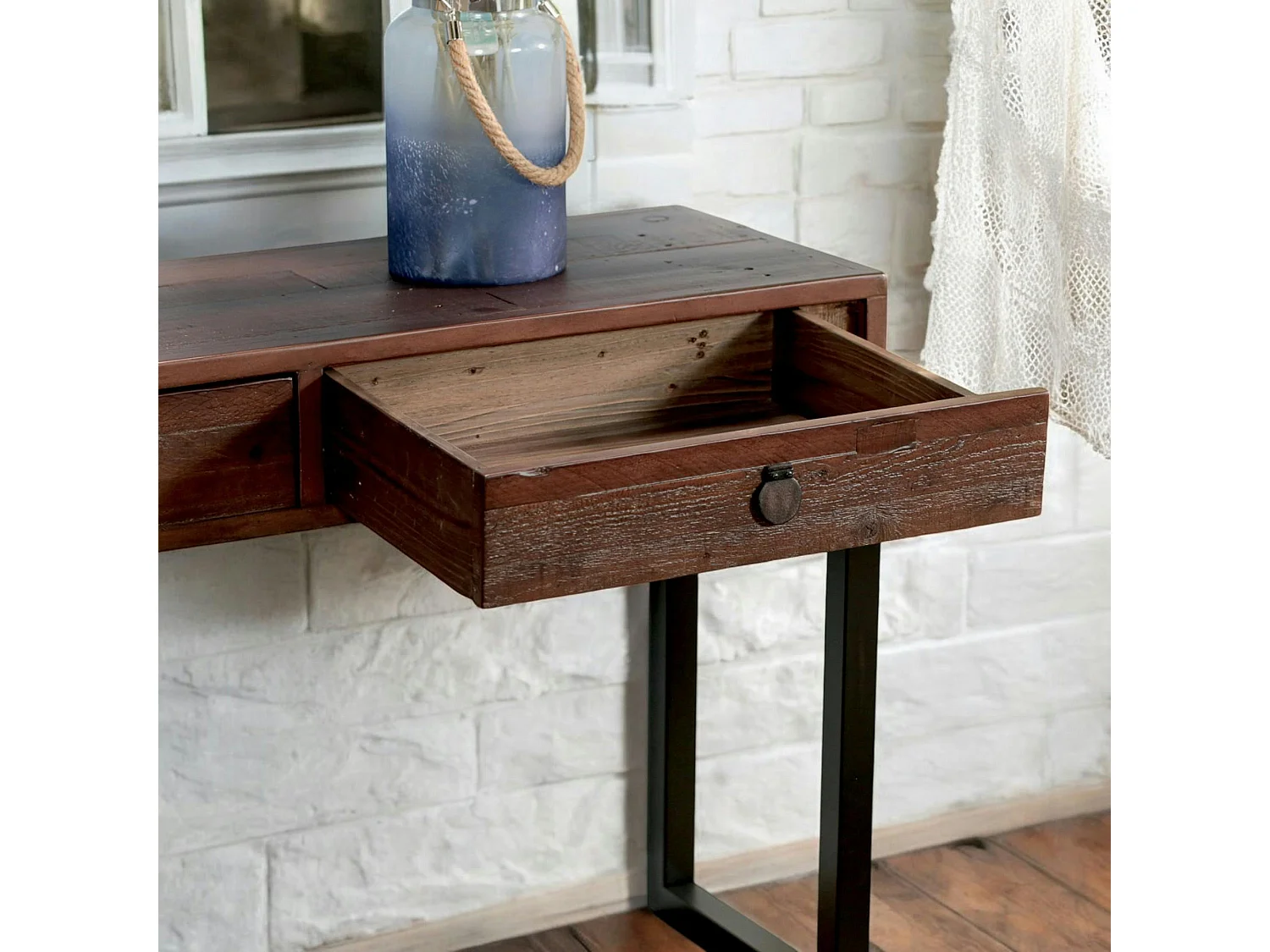 Console bois brun recyclé 2 tiroirs SAMOA