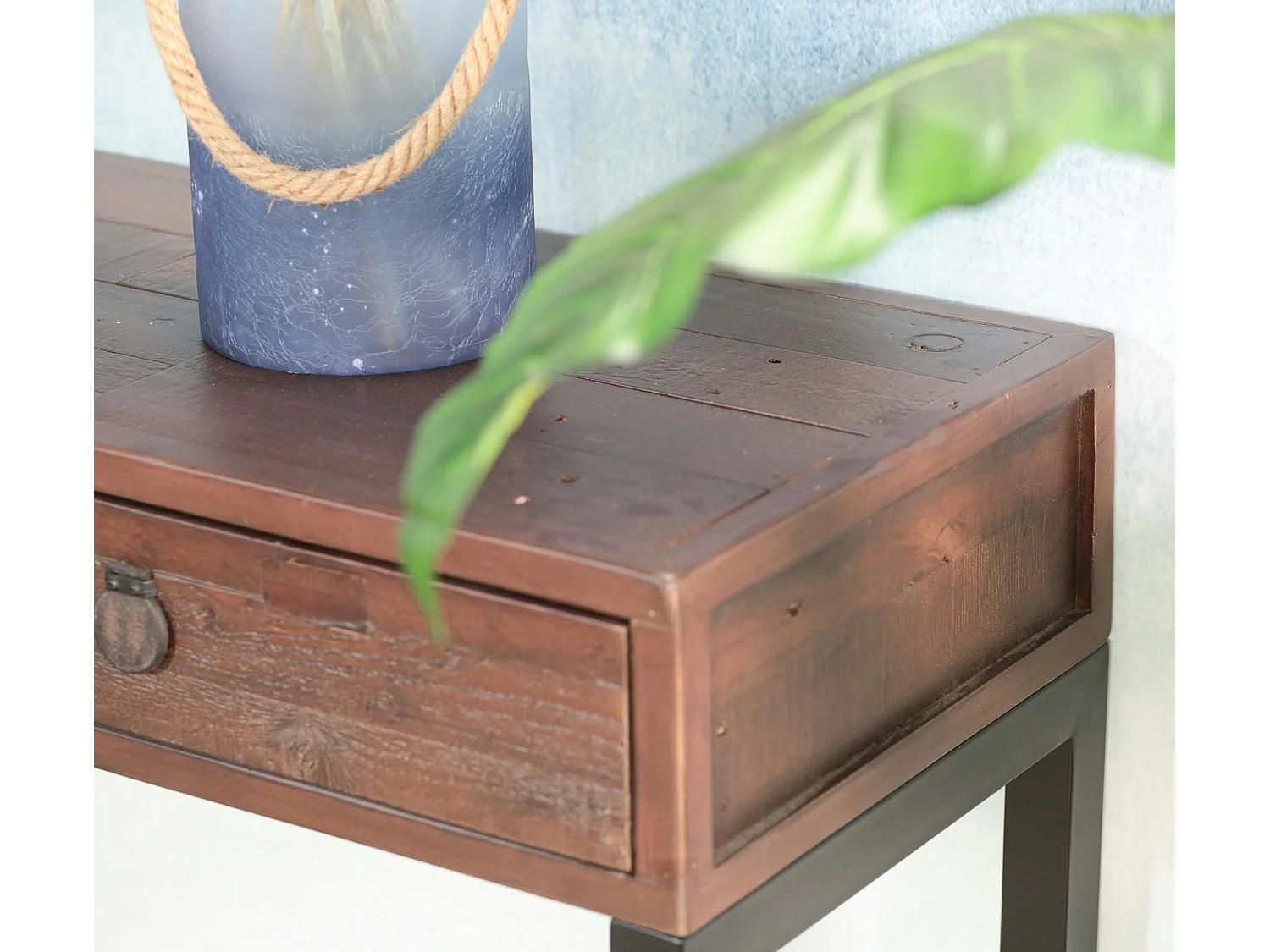 Console bois brun recyclé 2 tiroirs SAMOA