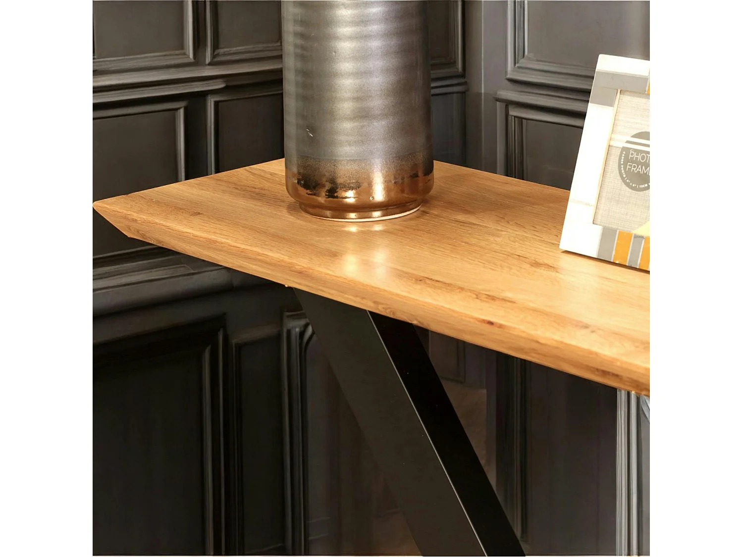 Console moderne bois pied en croix VOLGA