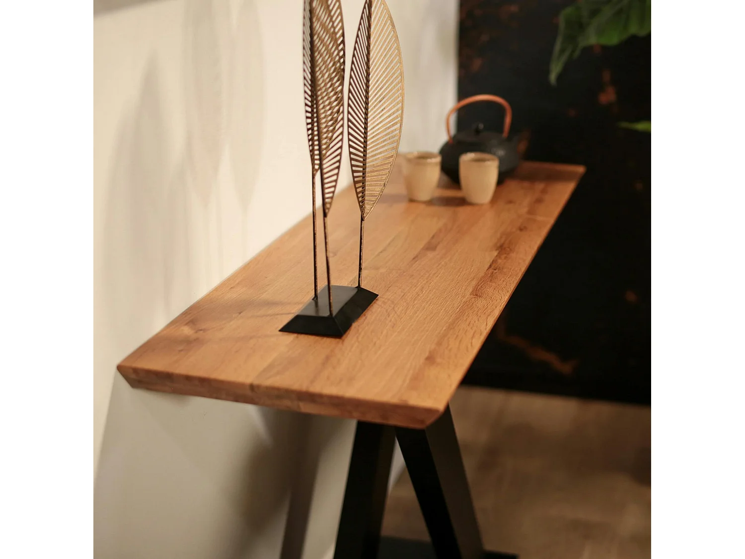 Console moderne bois pied en croix VOLGA