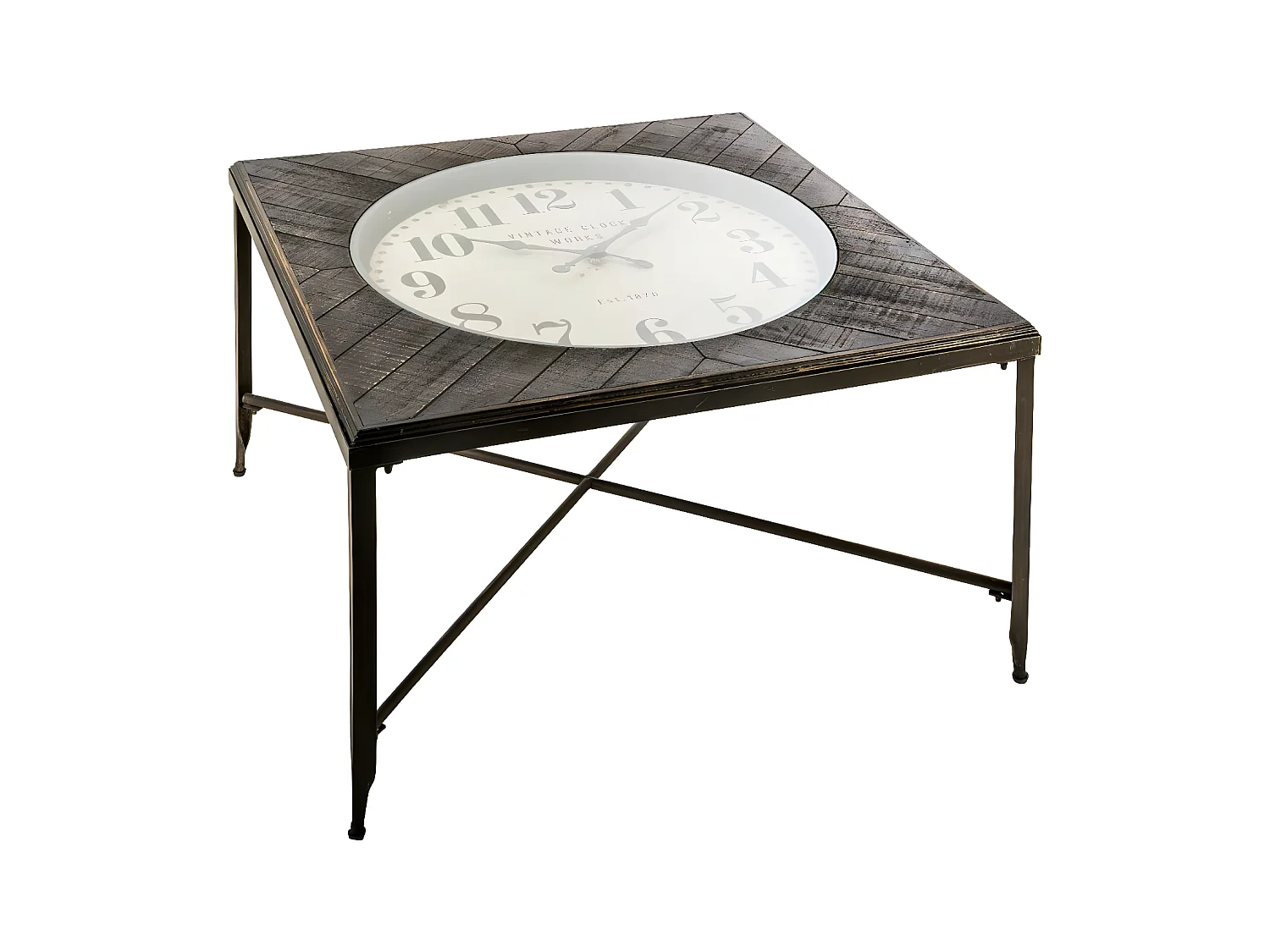Table basse carrée horloge