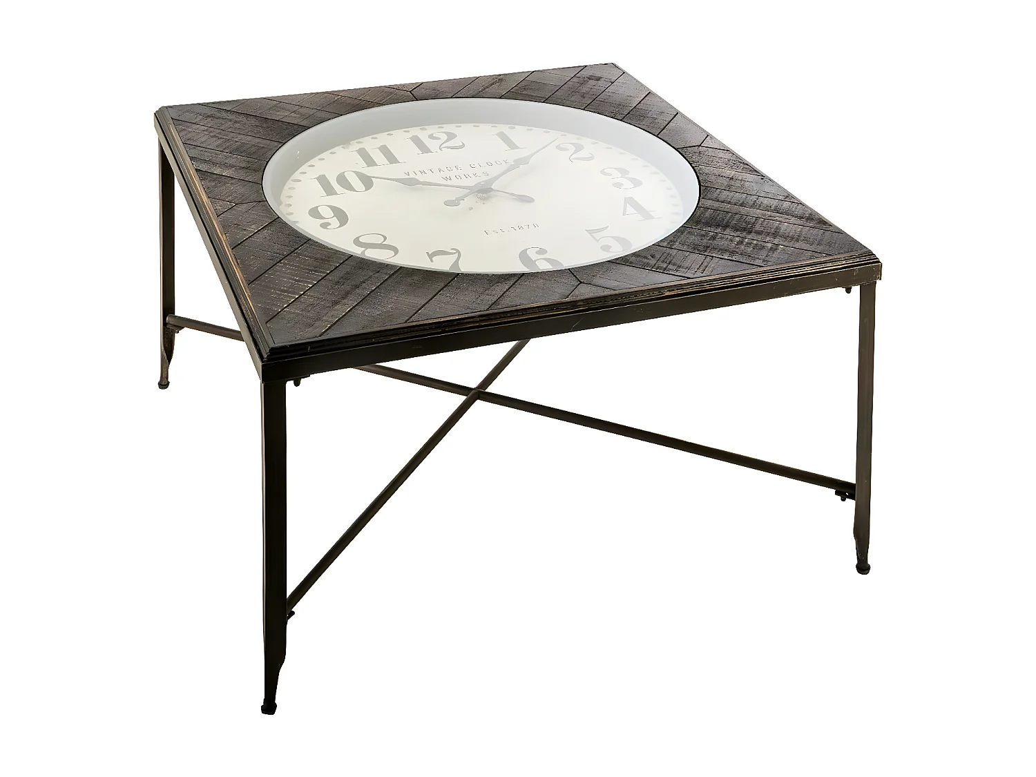 Table basse carrée horloge