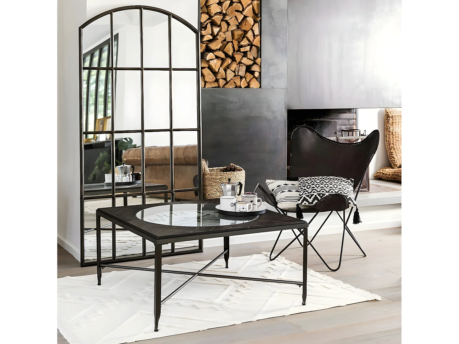 Table basse carrée horloge