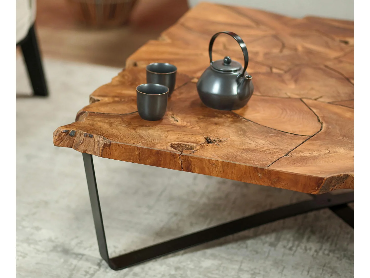 Table basse carrée teck massif recyclé D100 cm BALTIMORE