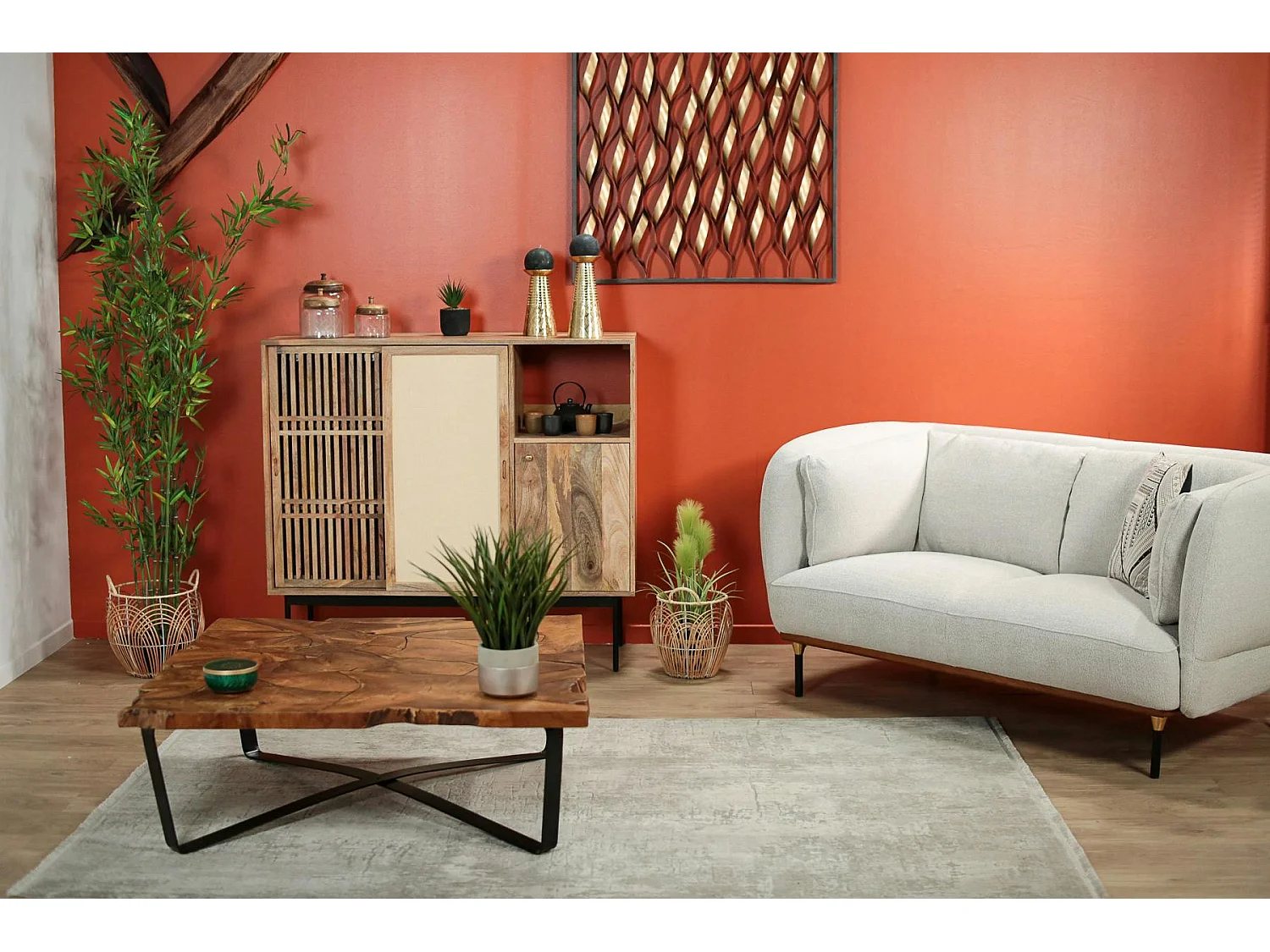 Table basse carrée teck massif recyclé D100 cm BALTIMORE