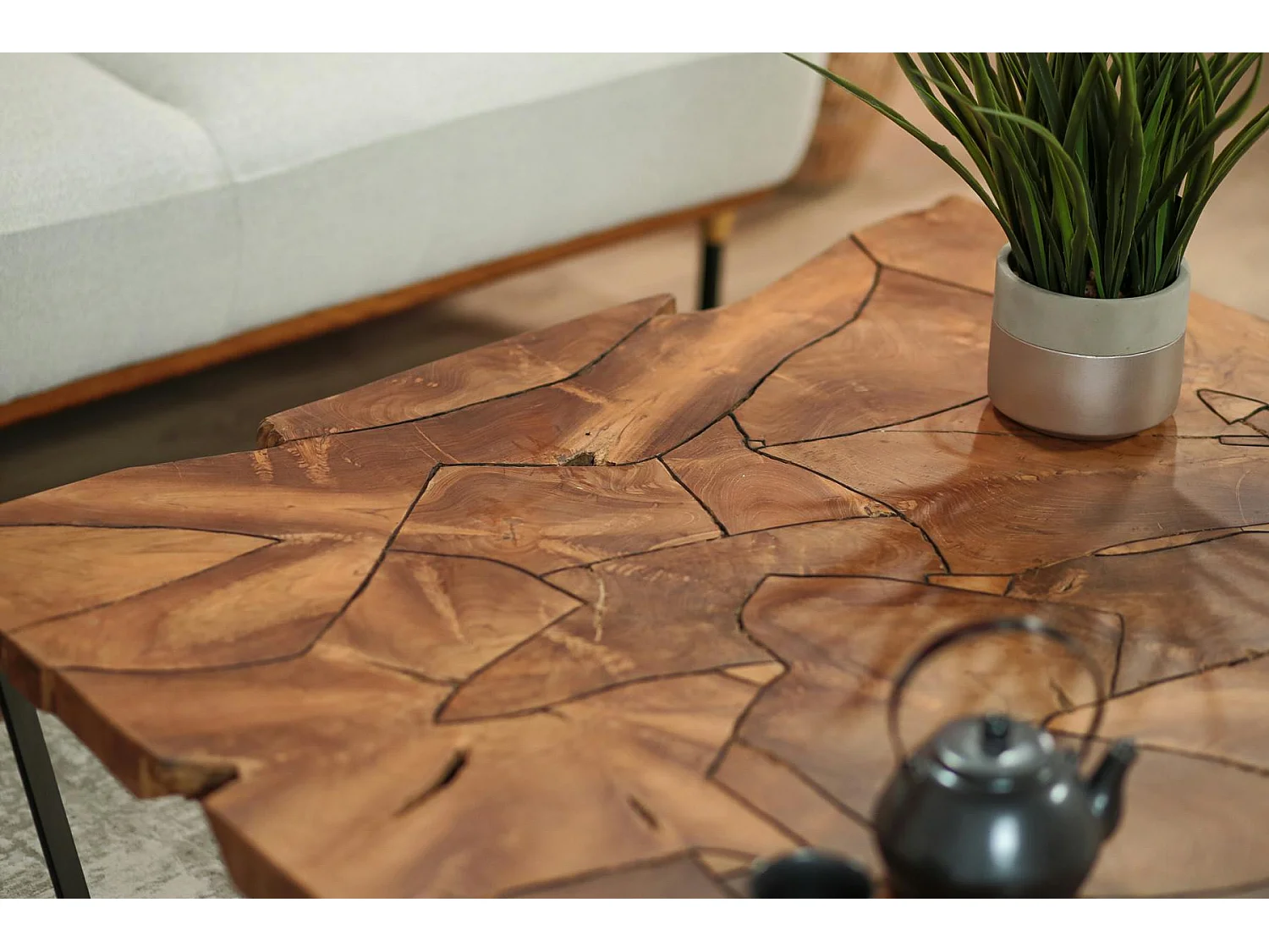 Table basse carrée teck massif recyclé D100 cm BALTIMORE