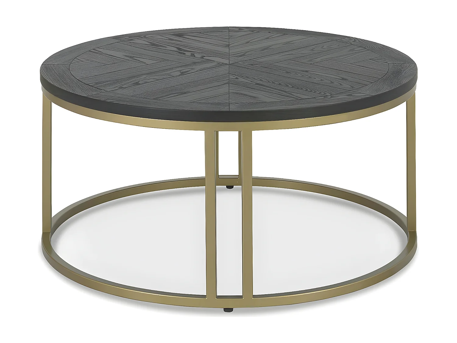 Table basse noire ronde en marqueterie de bois VALLEY