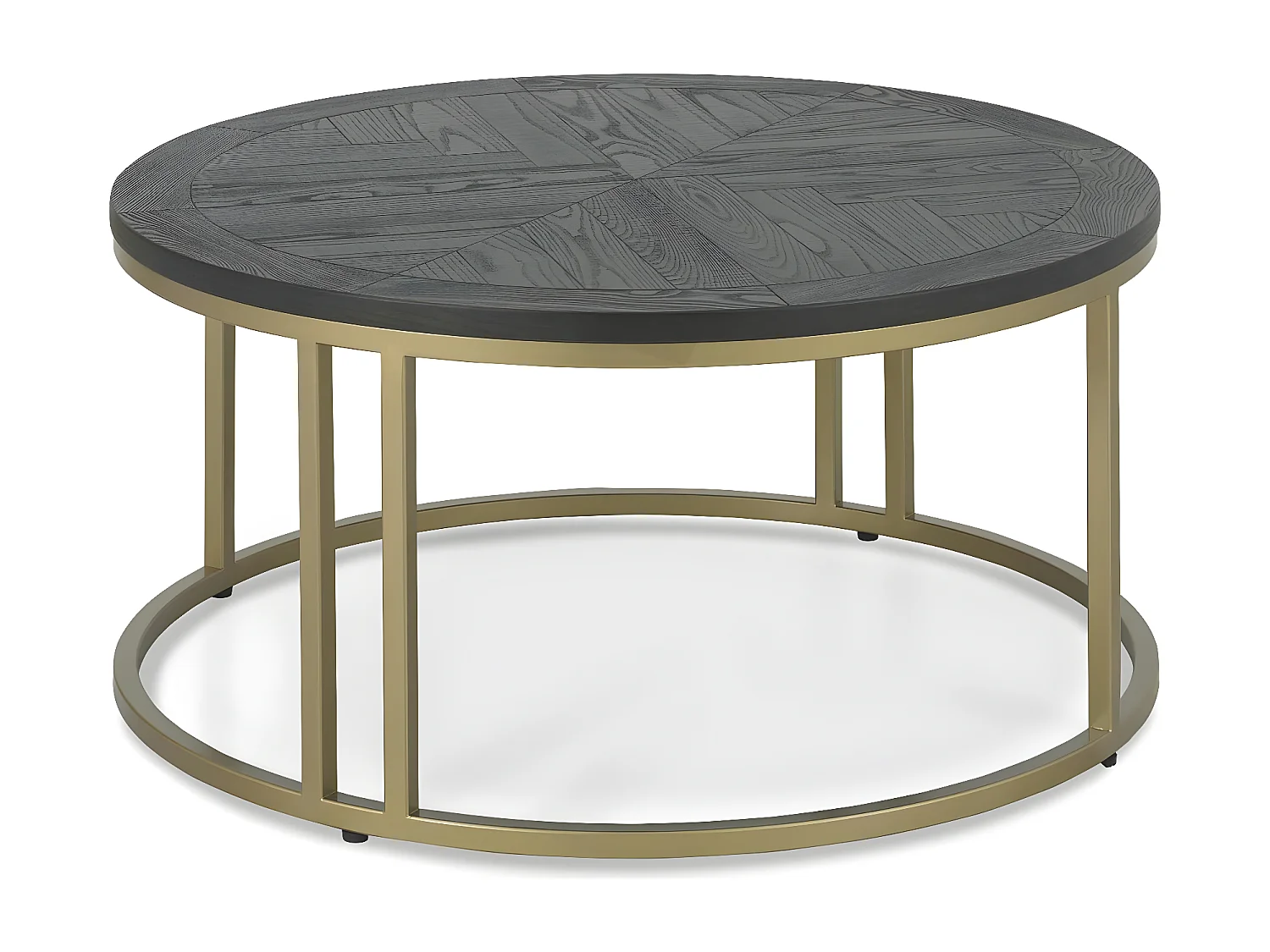 Table basse noire ronde en marqueterie de bois VALLEY