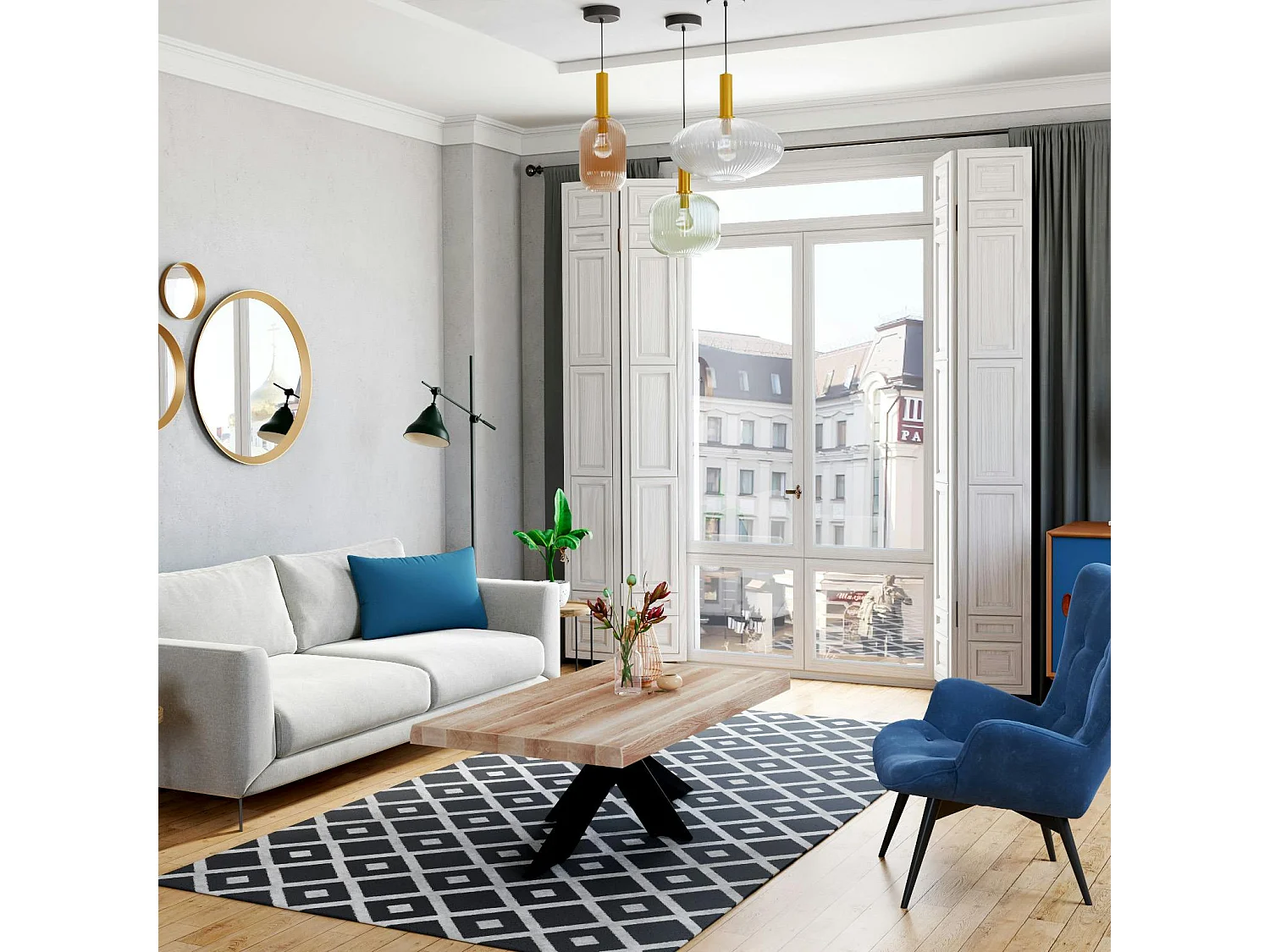 Table basse design en chêne blanc avec bords naturels PALERME