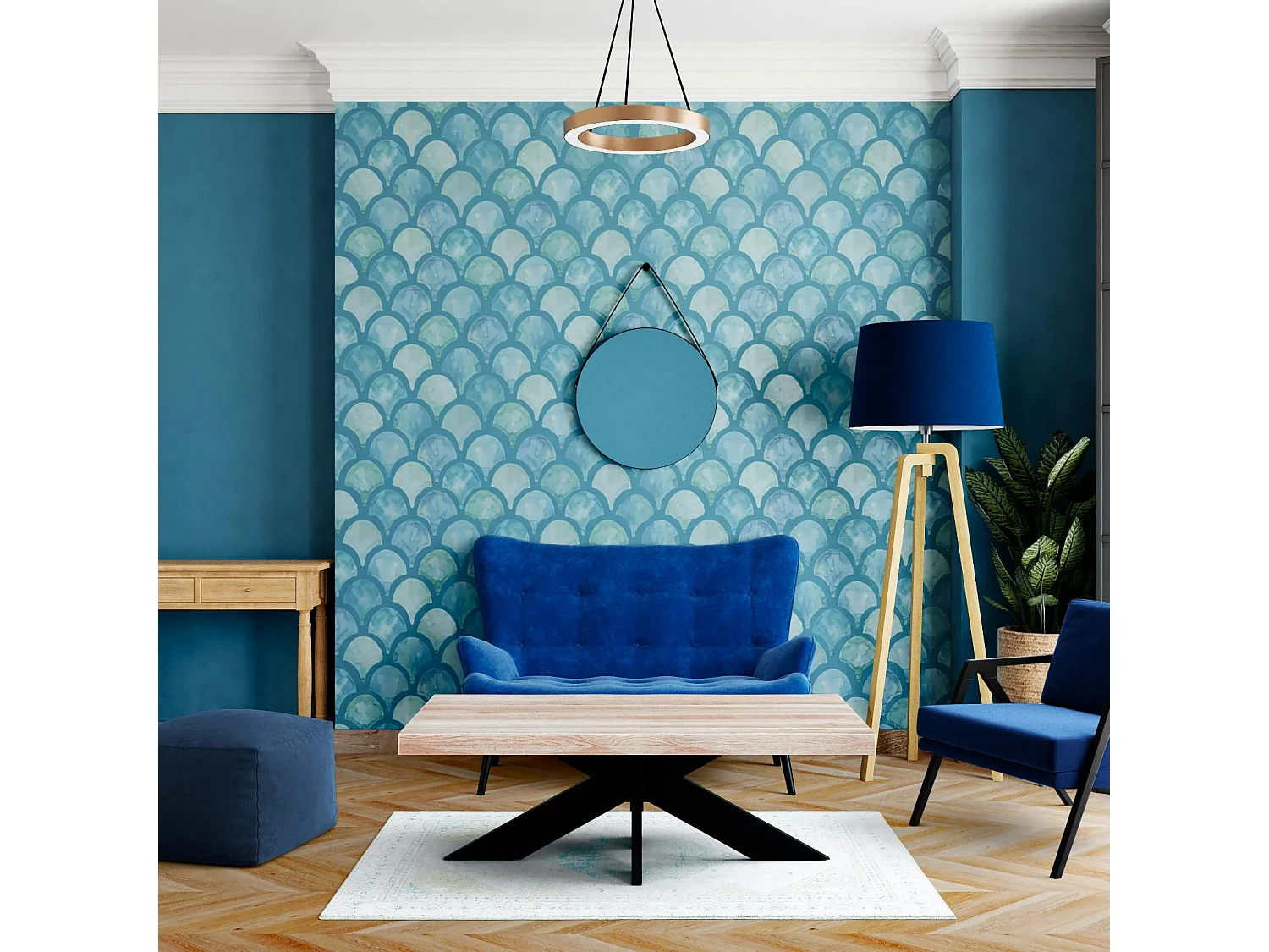 Table basse design en chêne blanc avec bords naturels PALERME