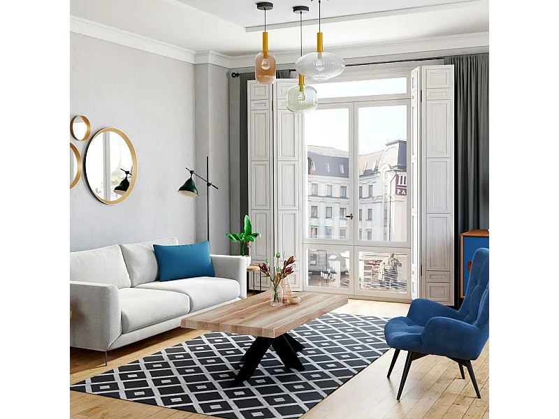 Table basse design en chêne blanc avec bords naturels PALERME