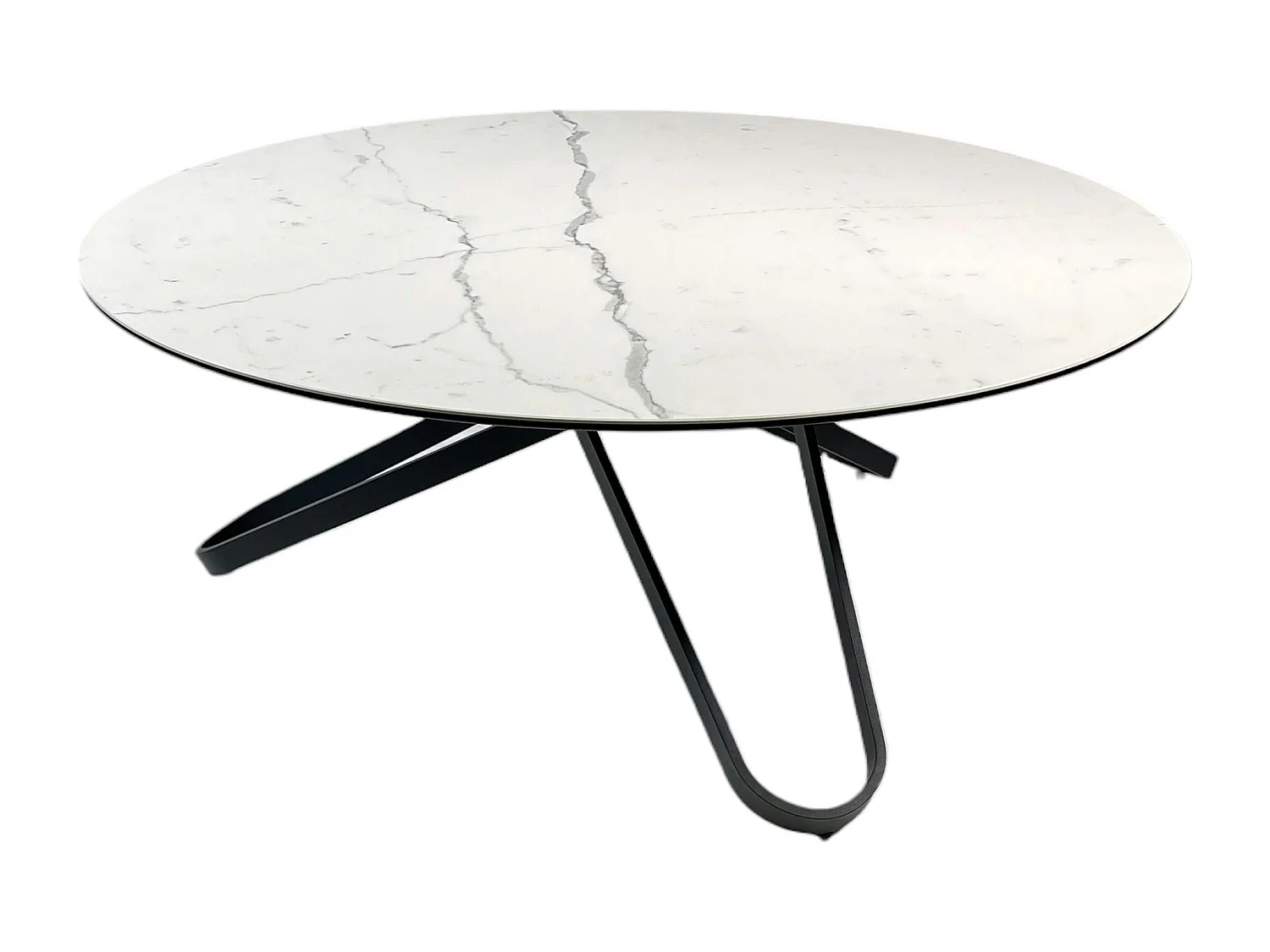 Table basse ronde en céramique marbrée blanche LOMBARDIE