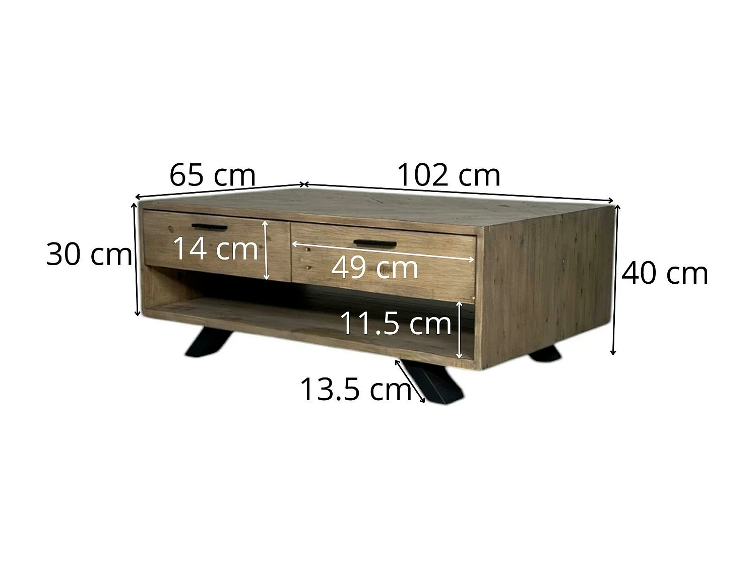 Table basse contemporaine bois recyclé VITTORIA