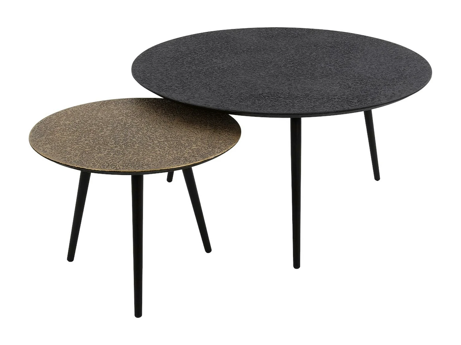 Table basse ronde design couleur anthracite et cuivré (2 pièces) RALF