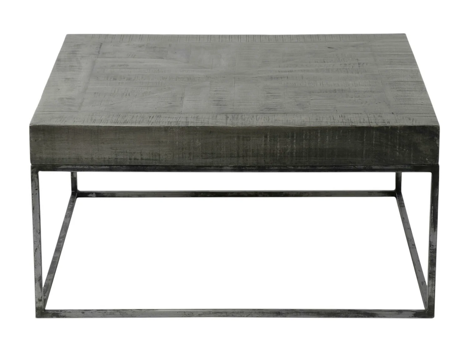 Table basse grise bois massif 80 cm LUCKNOW