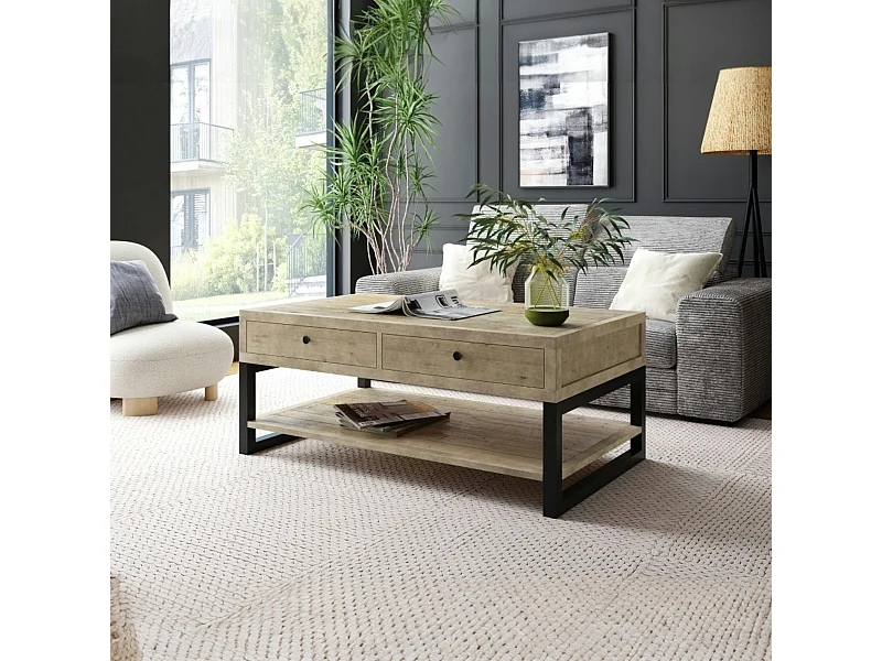 Table basse avec rangement en bois recyclé AUCKLAND