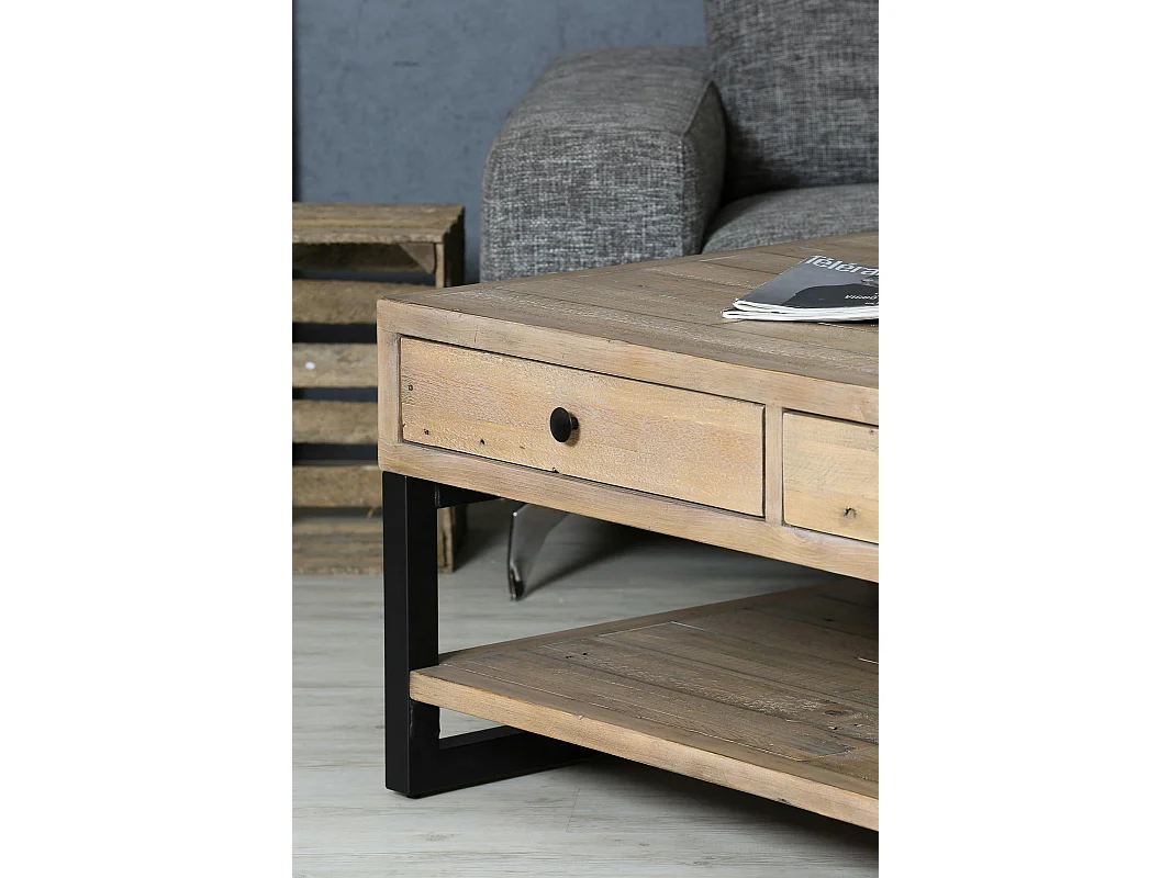 Table basse avec rangement en bois recyclé AUCKLAND