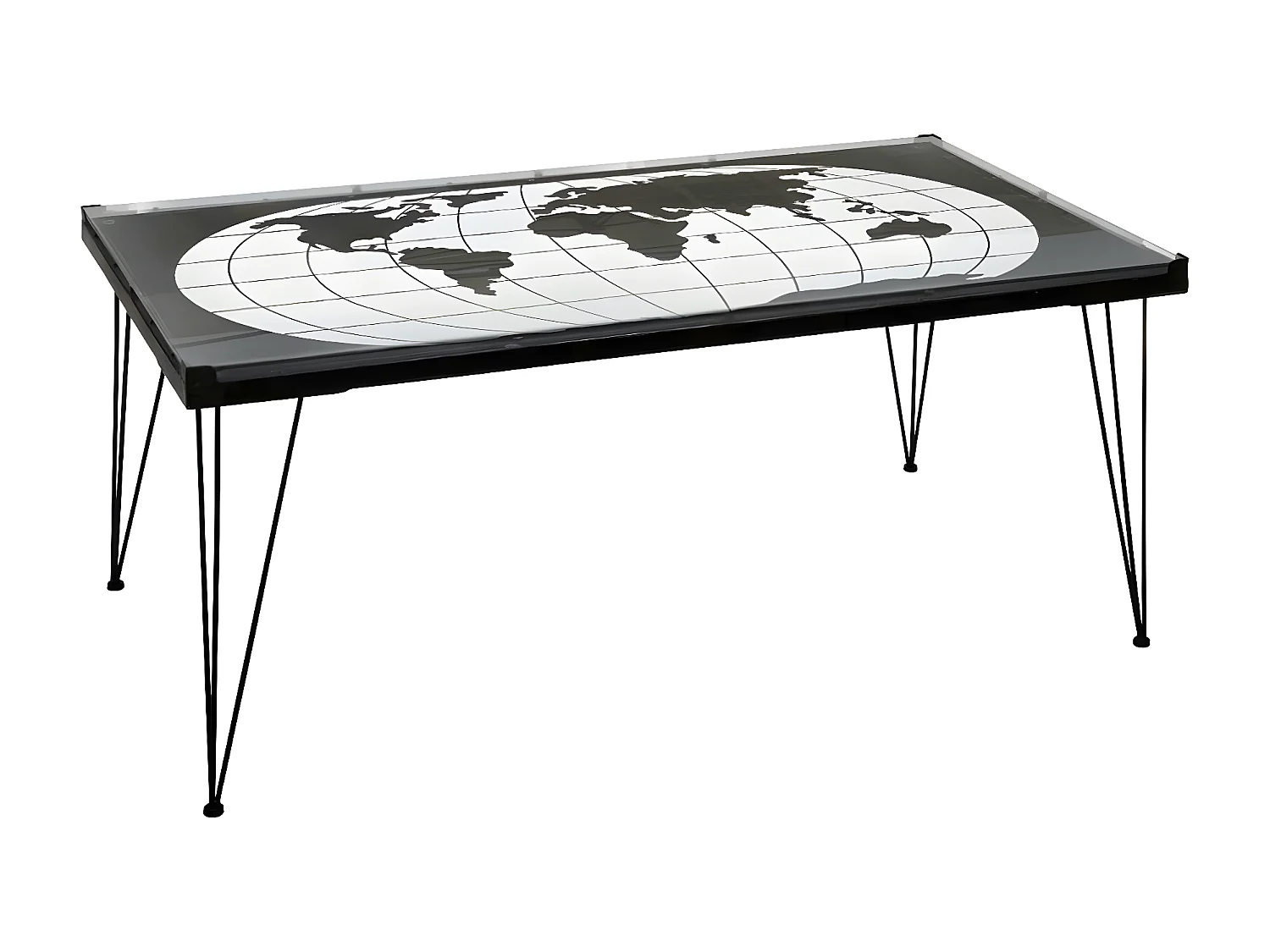 Table basse Mappemonde plateau verre