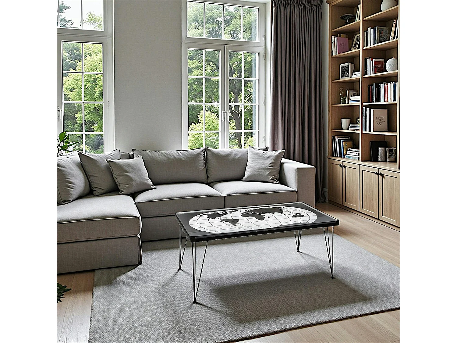 Table basse Mappemonde plateau verre