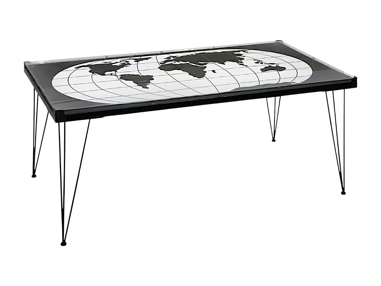 Table basse Mappemonde plateau verre