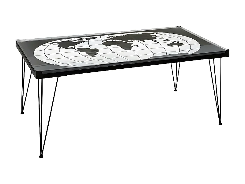 Table basse Mappemonde plateau verre