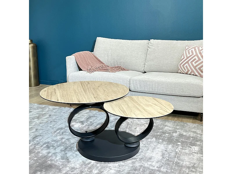 Table basse pivotante en céramique effet bois LOMBARDIE