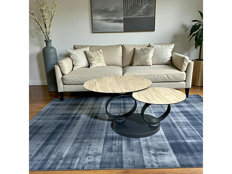 Table basse pivotante en céramique effet bois LOMBARDIE