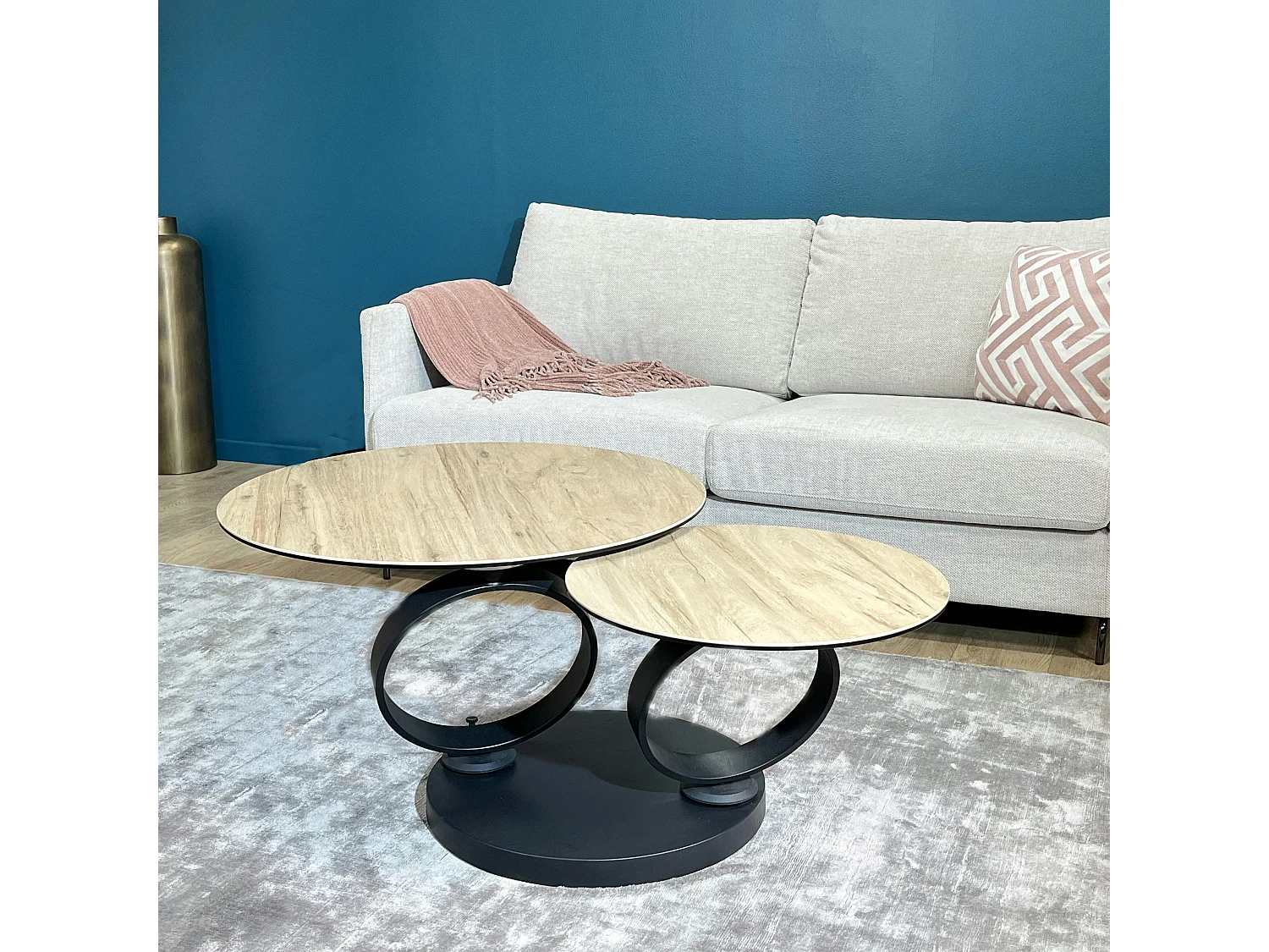 Table basse pivotante en céramique effet bois LOMBARDIE