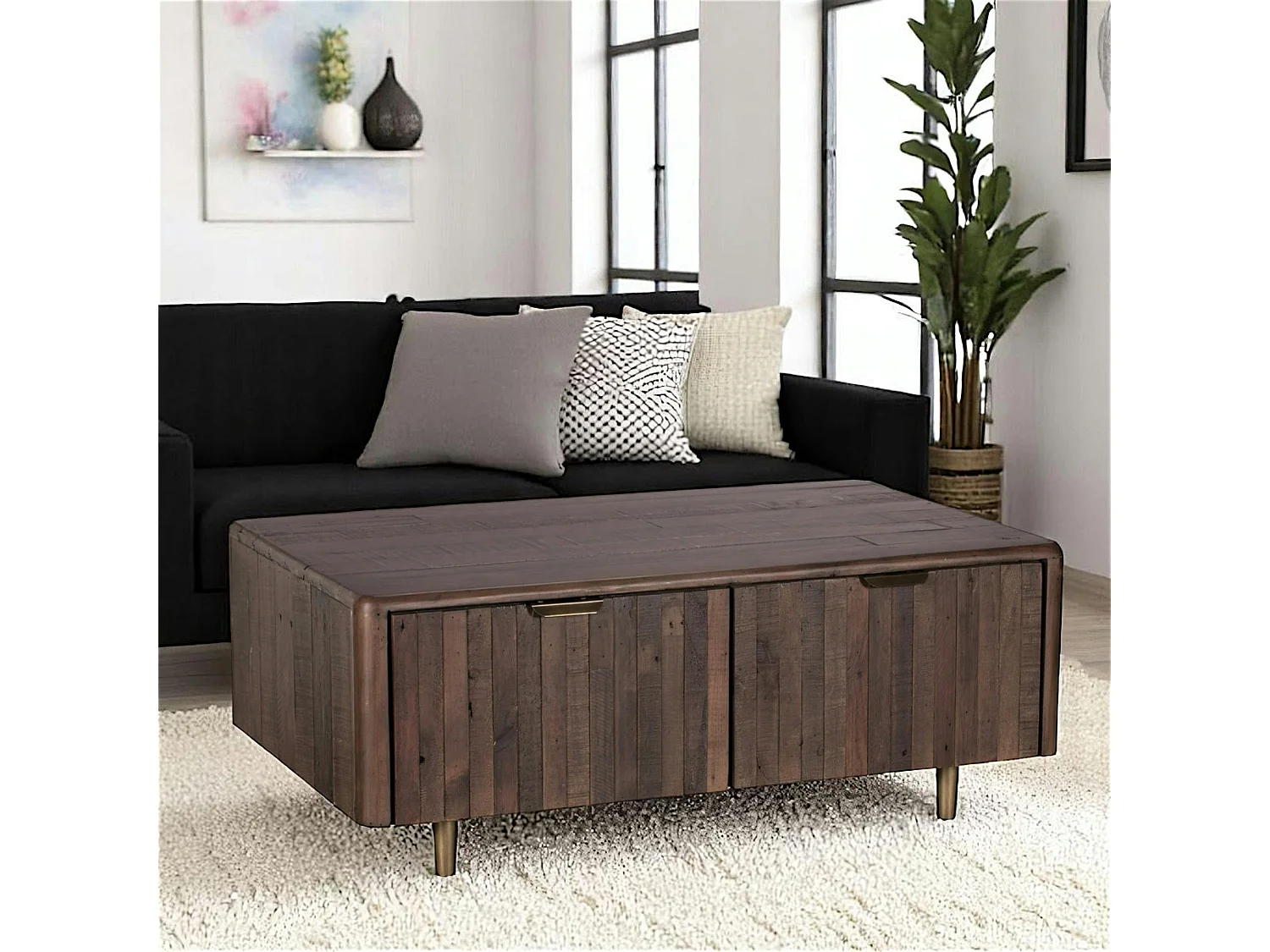 Table basse bois recyclé brun QUEENSTOWN