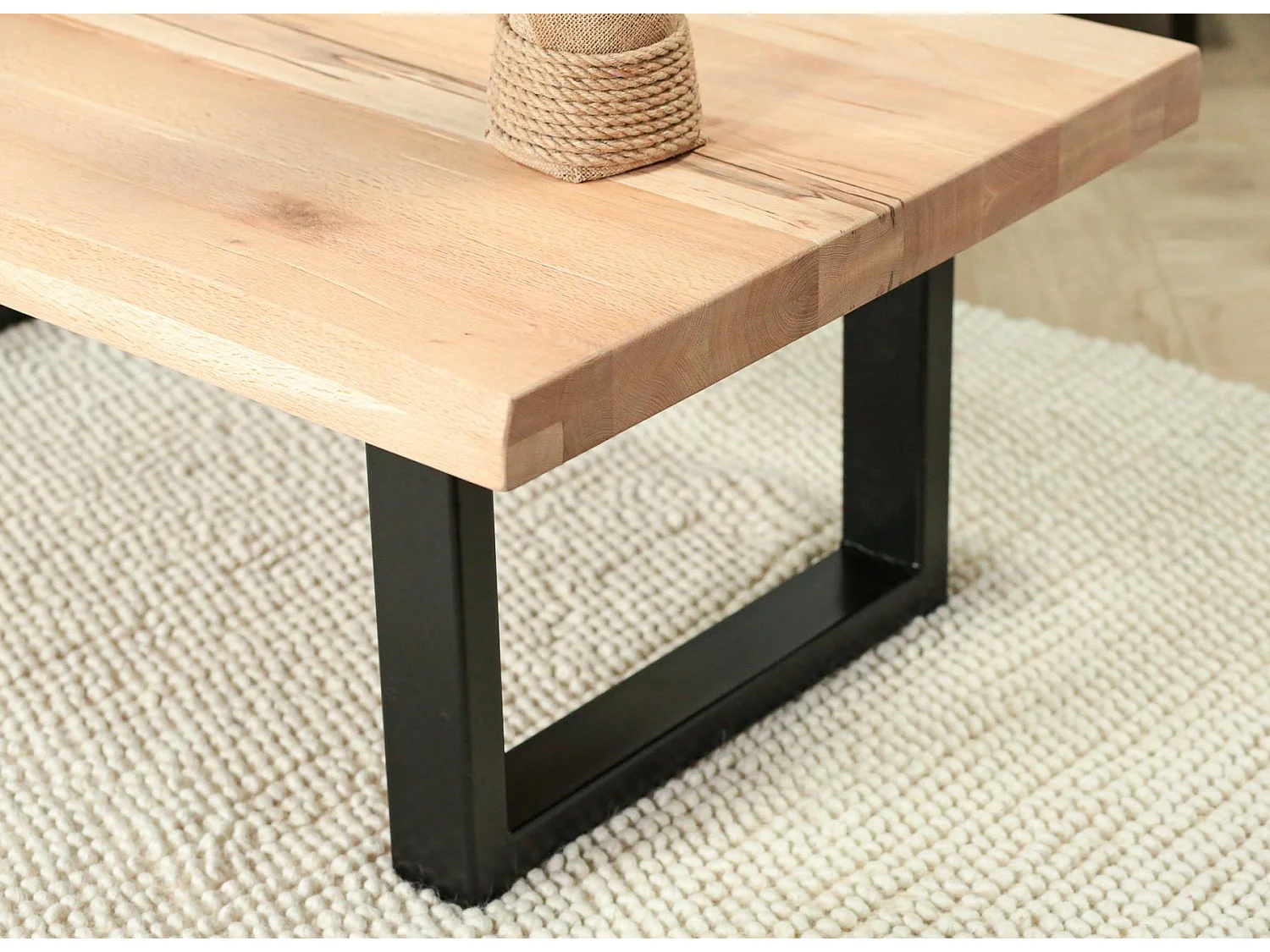 Table basse en bois de chêne blanc avec bords naturels PALERME