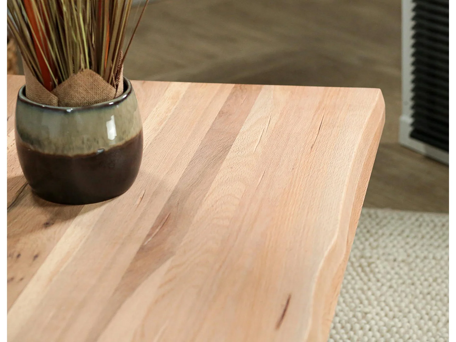 Table basse en bois de chêne blanc avec bords naturels PALERME