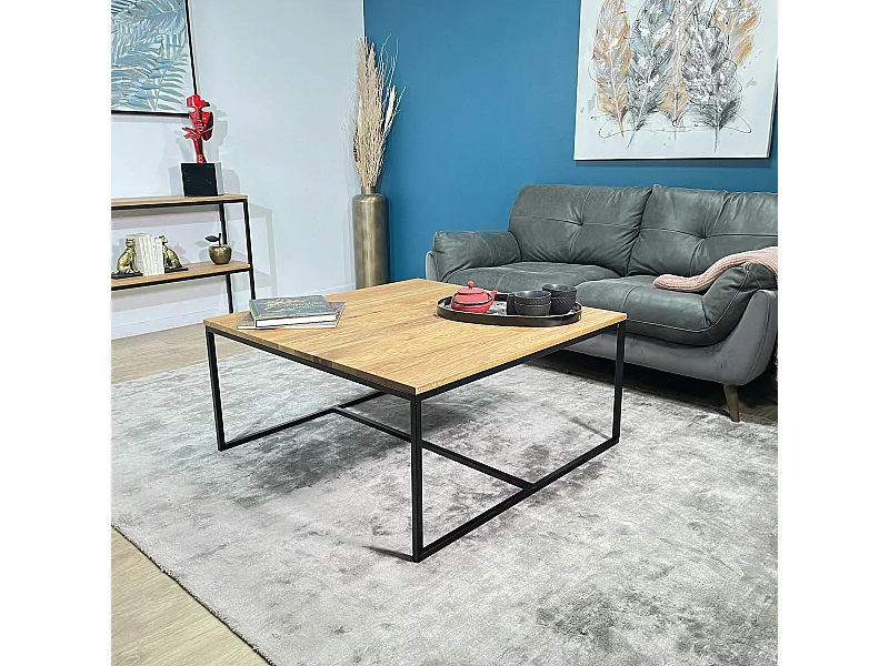 Table basse carrée en chêne massif huilé 100 X 100 PALERME