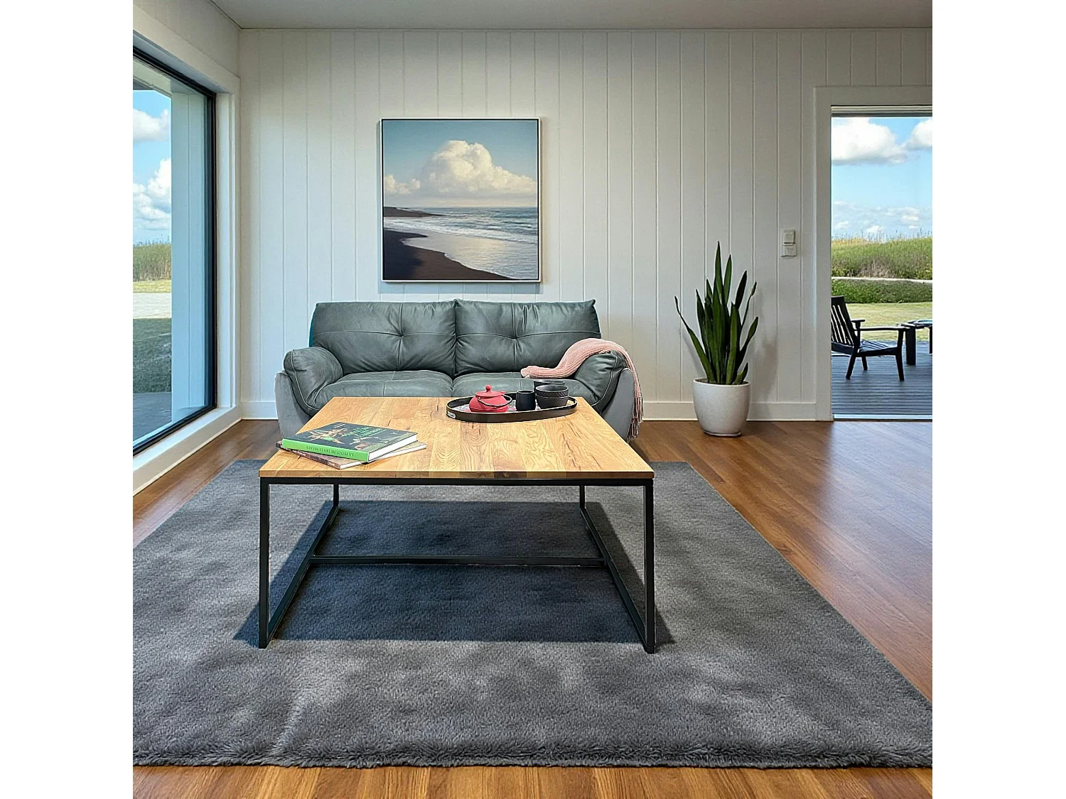 Table basse carrée en chêne massif huilé 100 X 100 PALERME