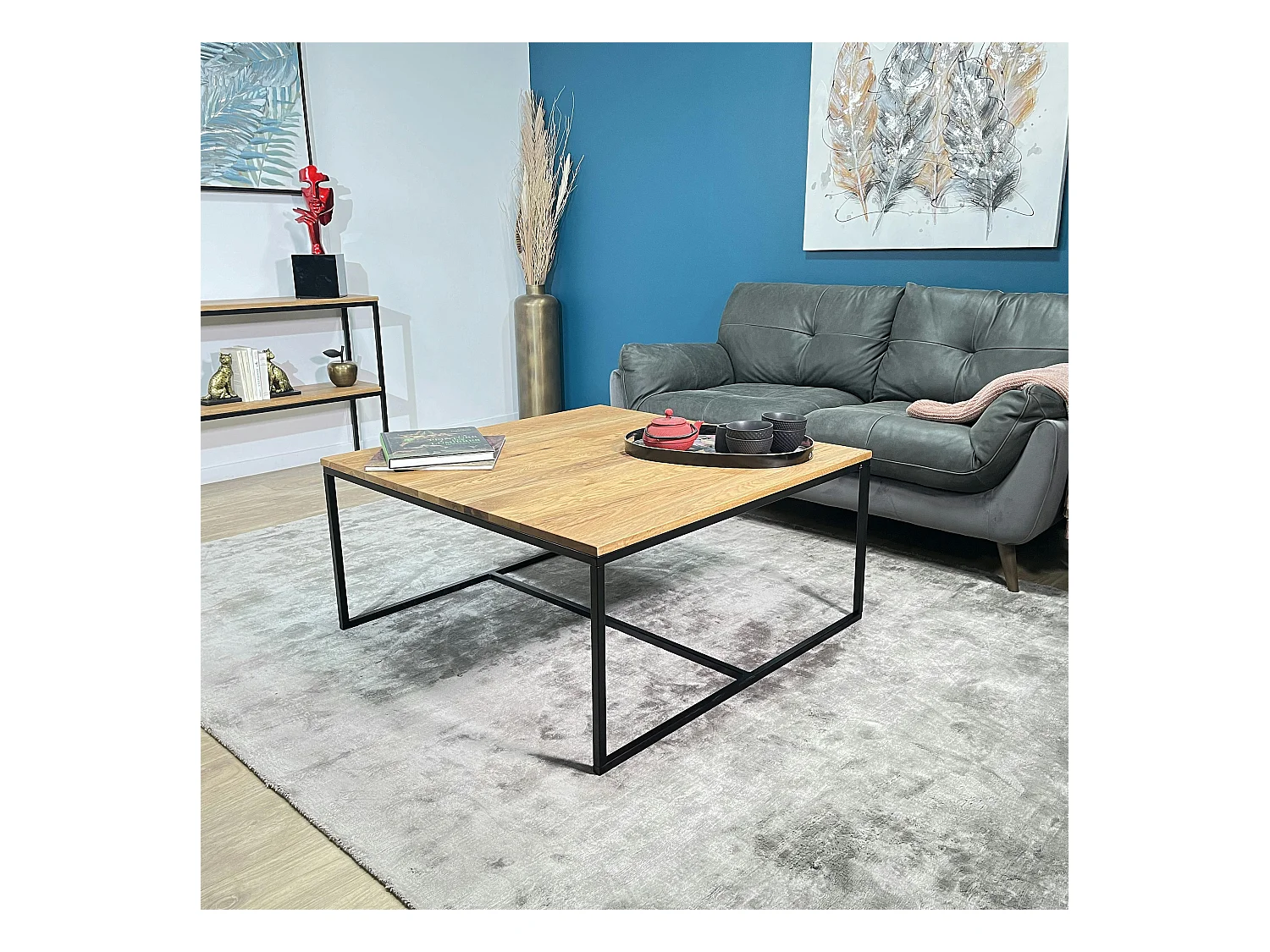 Table basse carrée en chêne massif huilé 100 X 100 PALERME
