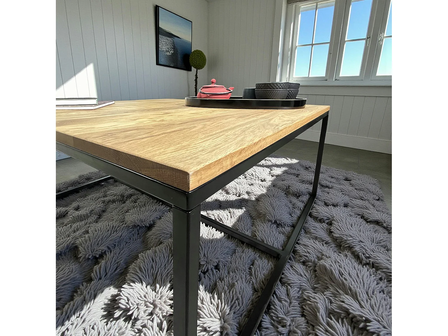 Table basse carrée en chêne massif huilé 100 X 100 PALERME