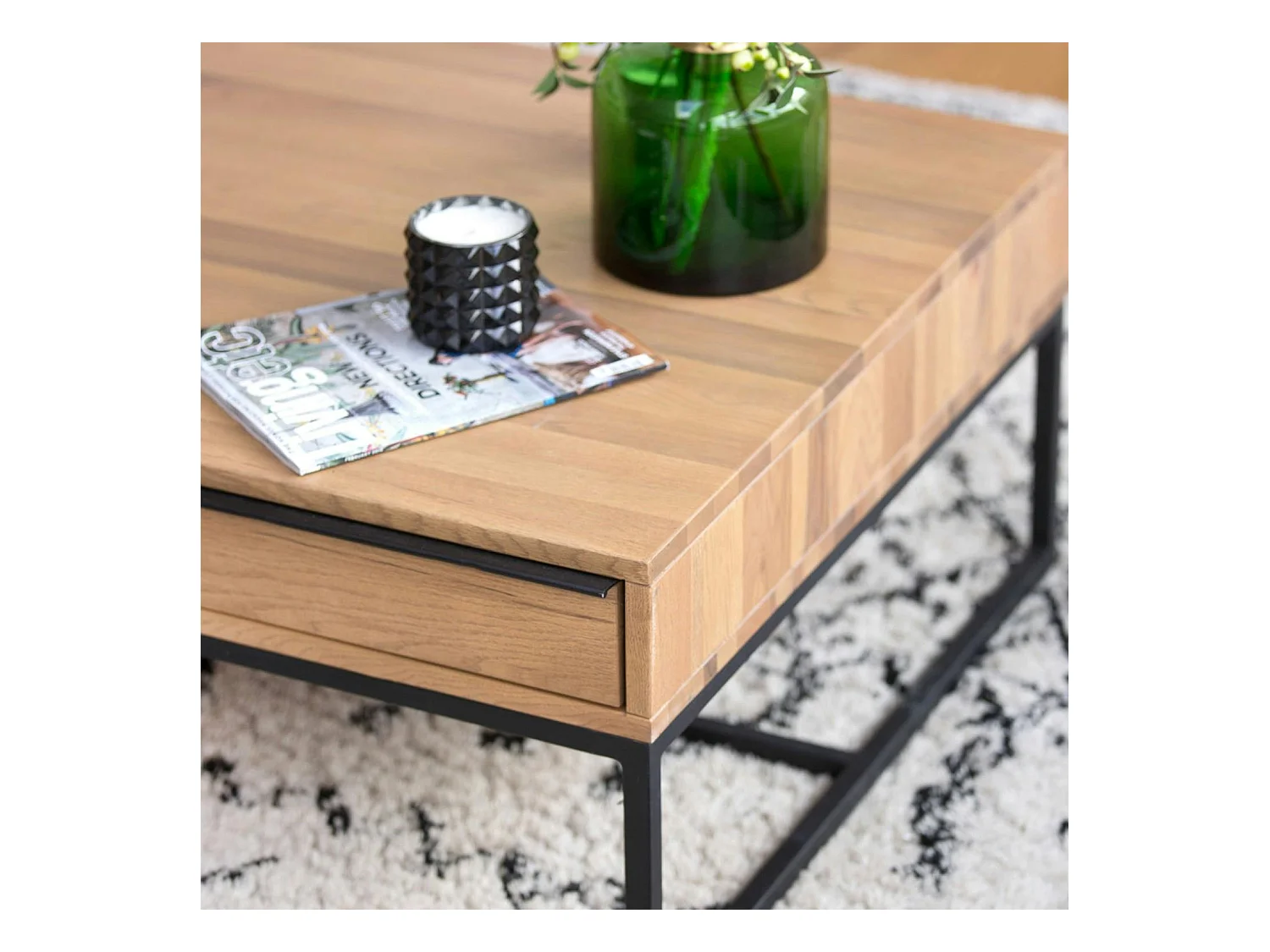 Table basse carrée 2 tiroirs VOLGA