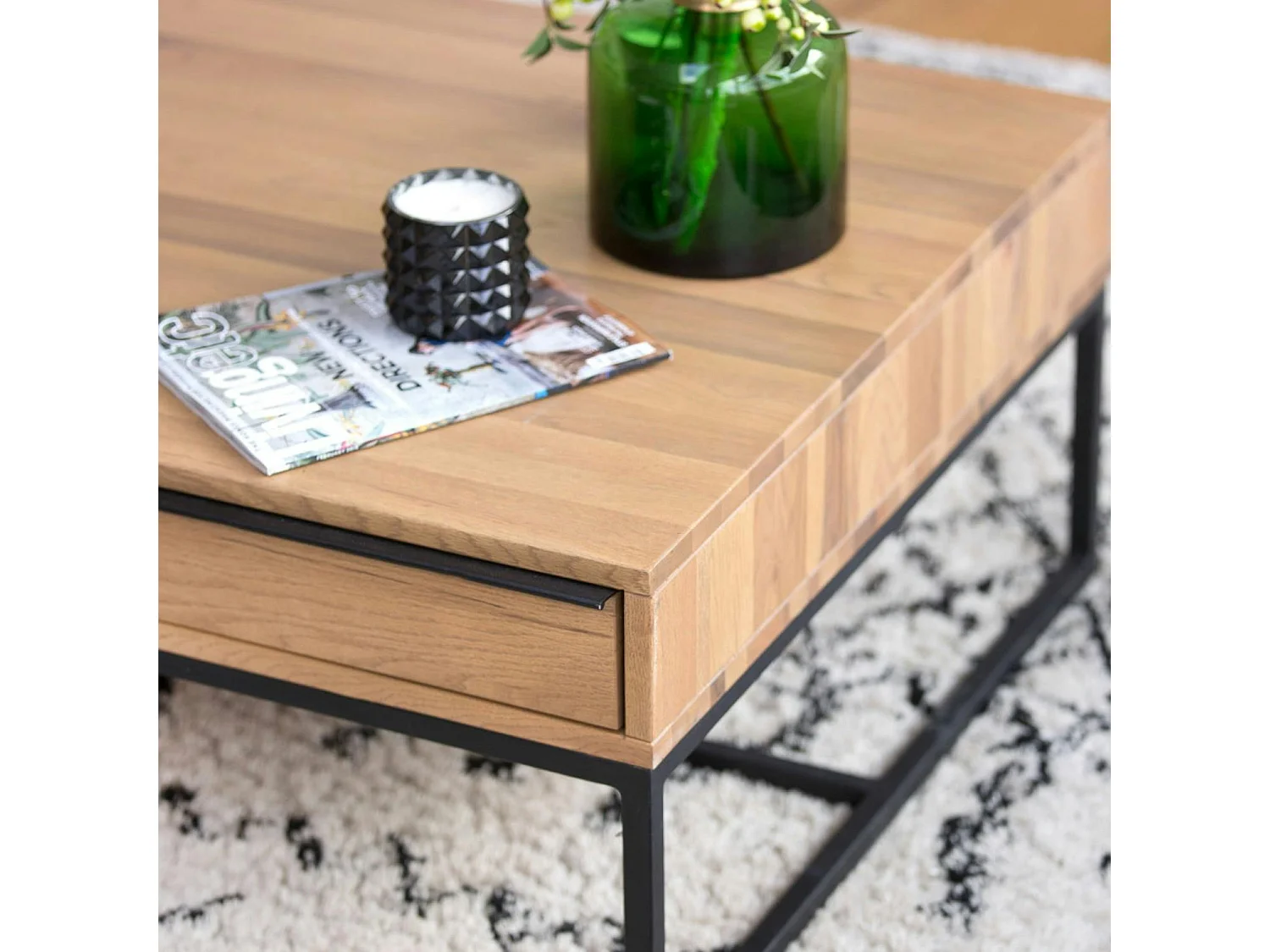 Table basse carrée 2 tiroirs VOLGA