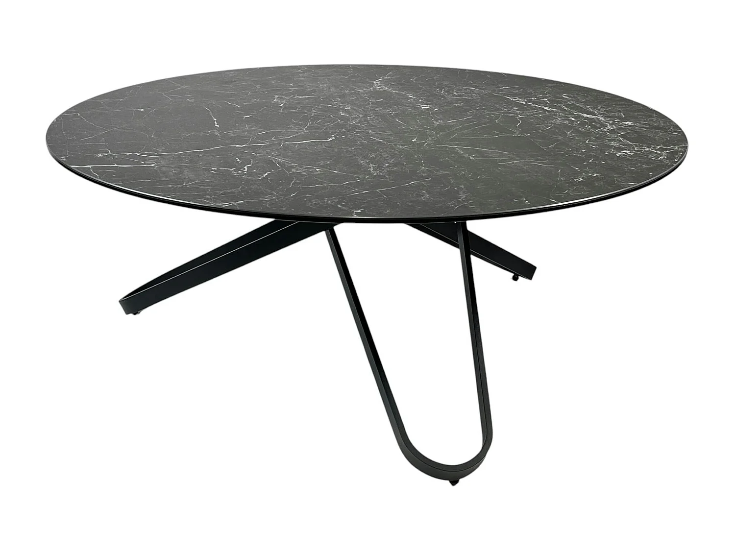 Table basse ronde en céramique marbrée anthracite LOMBARDIE