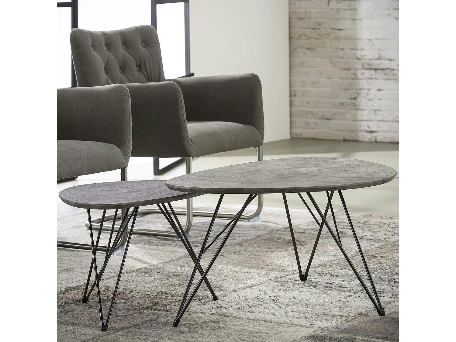 Table d'appoint grise effet béton PM HELSINKI