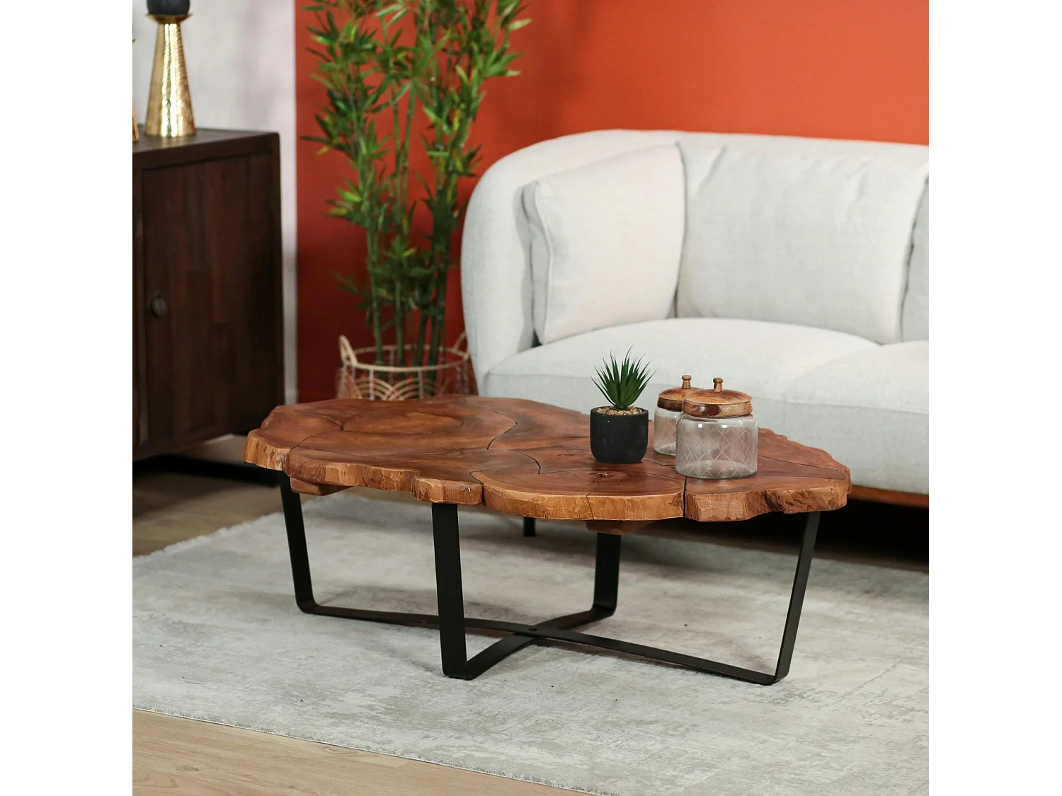 Table basse ovale teck massif recyclé BALTIMORE