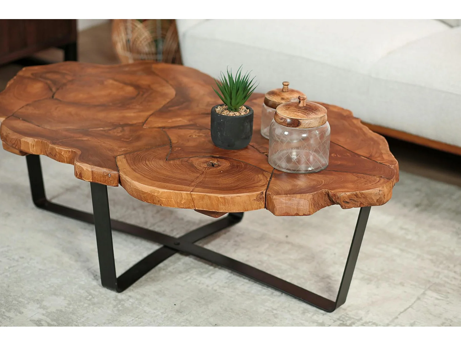 Table basse ovale teck massif recyclé BALTIMORE