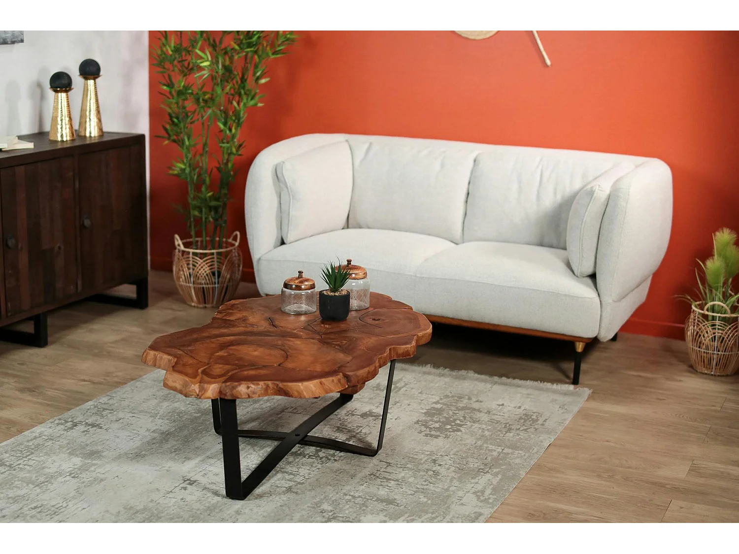 Table basse ovale teck massif recyclé BALTIMORE