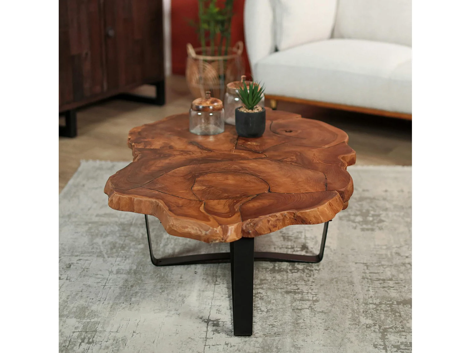 Table basse ovale teck massif recyclé BALTIMORE