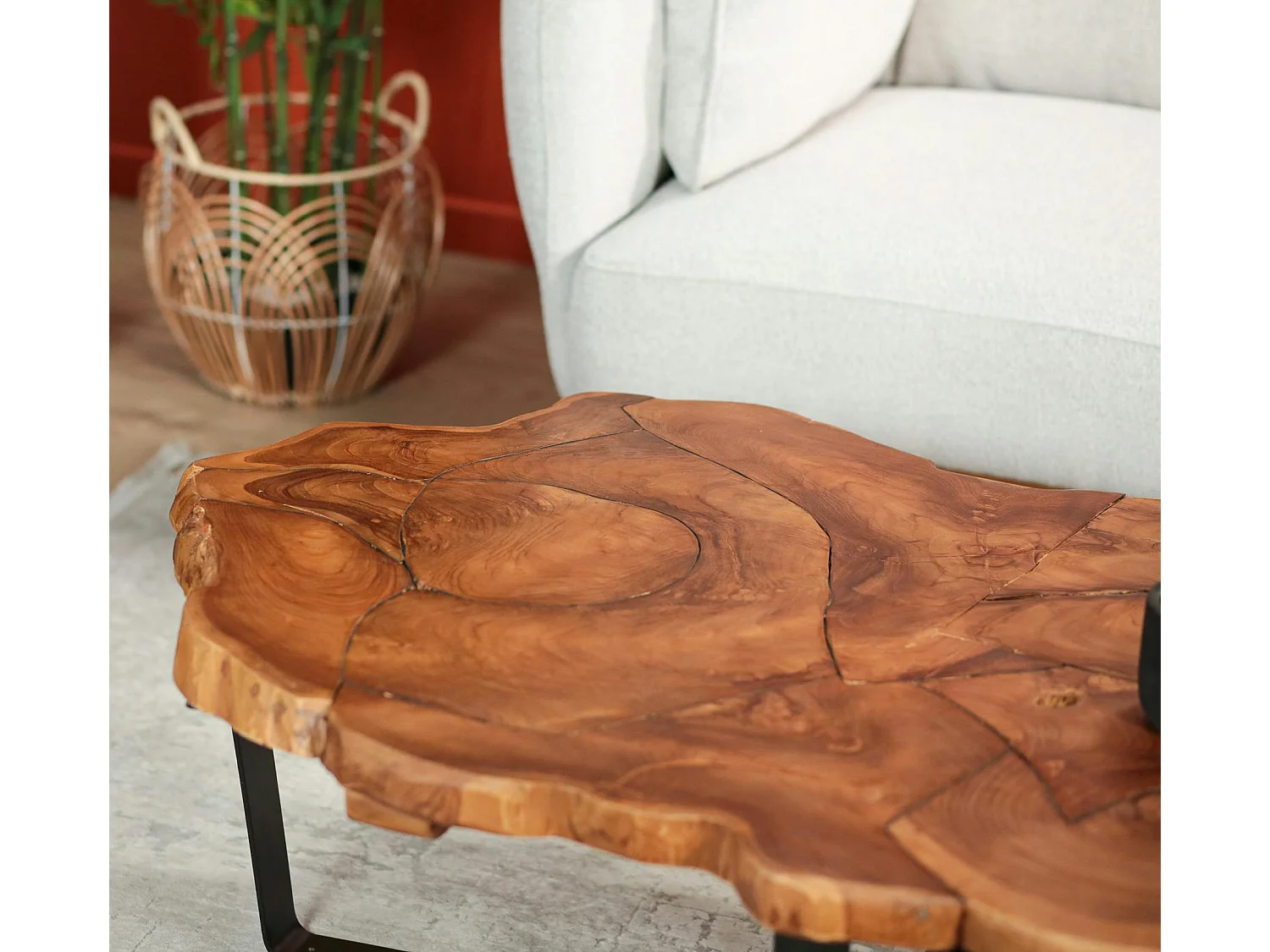 Table basse ovale teck massif recyclé BALTIMORE