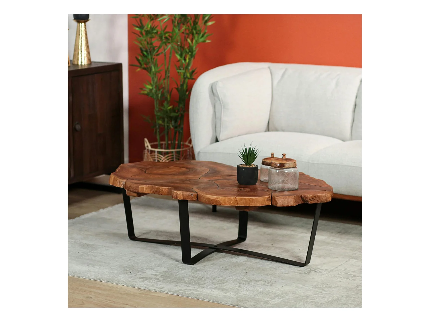 Table basse ovale teck massif recyclé BALTIMORE