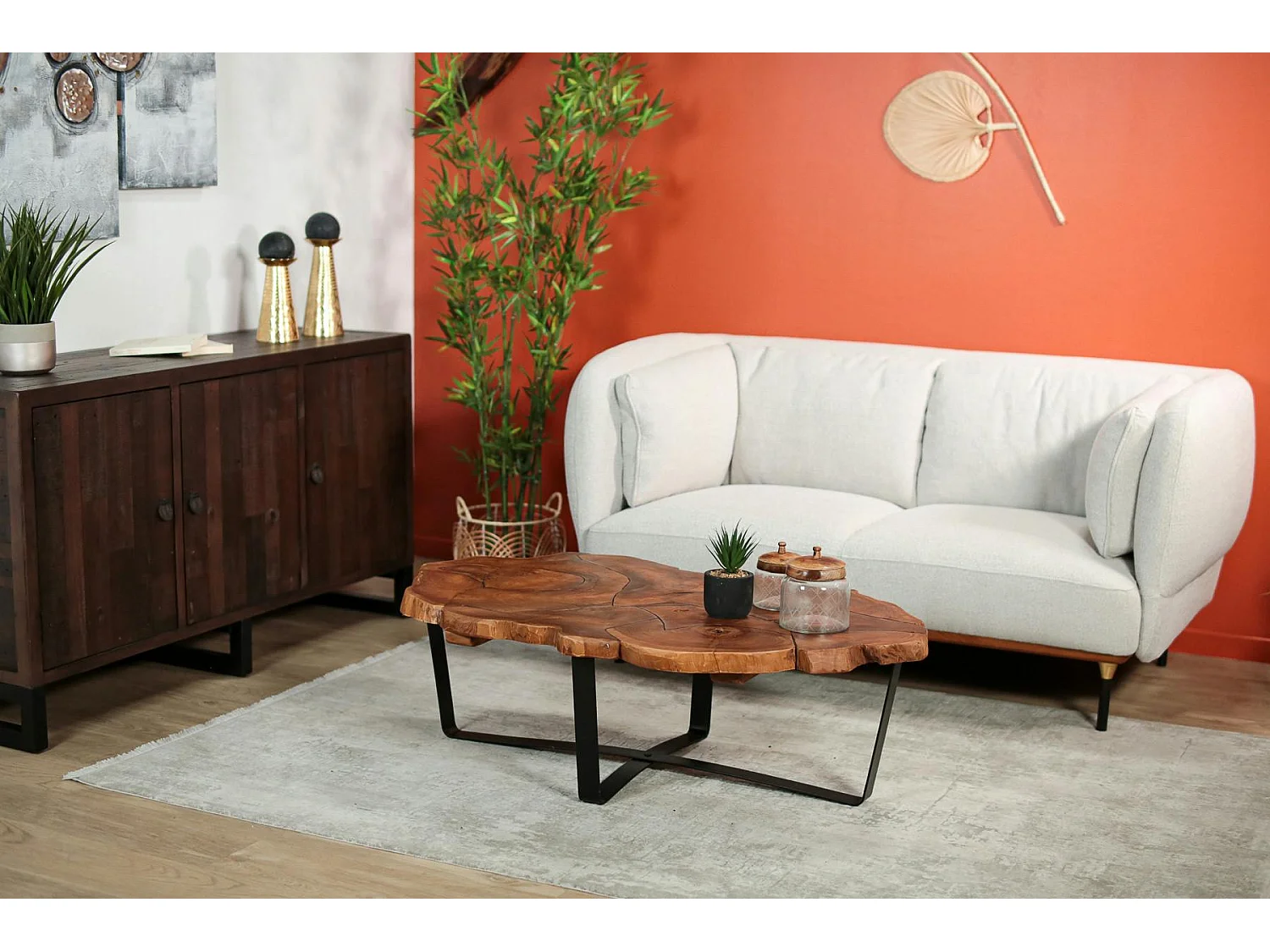 Table basse ovale teck massif recyclé BALTIMORE