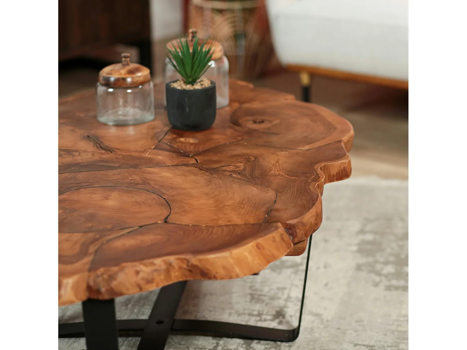 Table basse ovale teck massif recyclé BALTIMORE