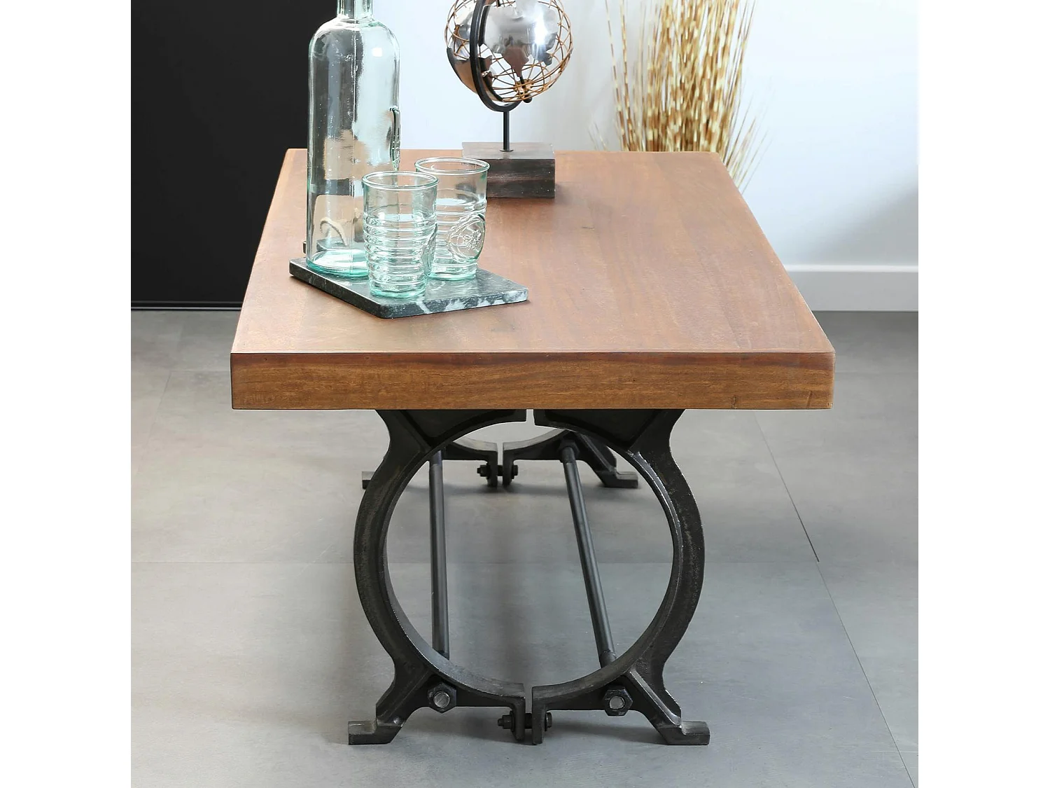 Table basse industrielle vintage bois recyclé LEEDS